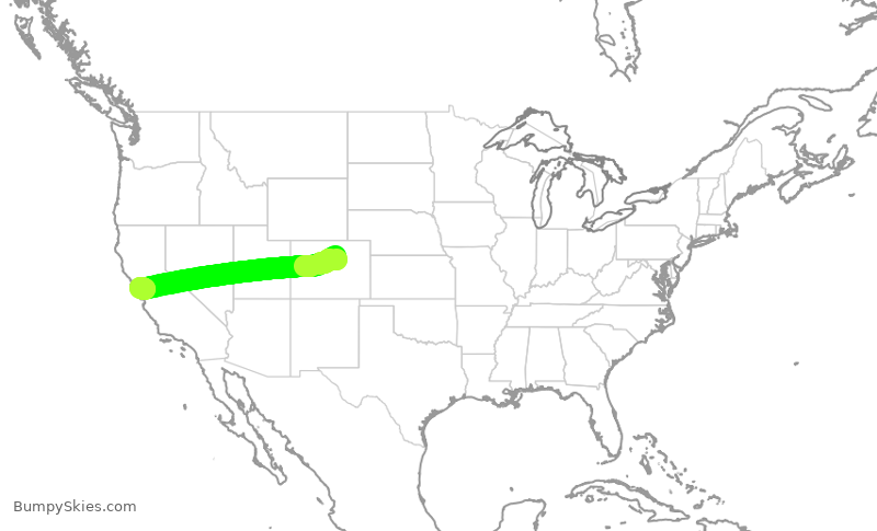Turbulence forecast map for ASP680, APA to OAK