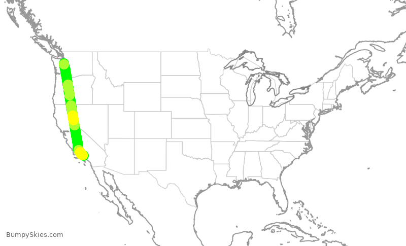 Turbulence forecast map for ASP680, BFI to VNY