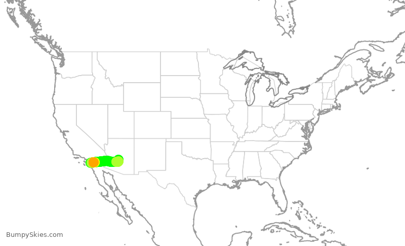 Turbulence forecast map for ASP680, CLD to SCF