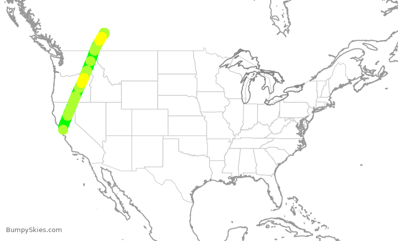Turbulence forecast map for ASP680, OAK to YYC