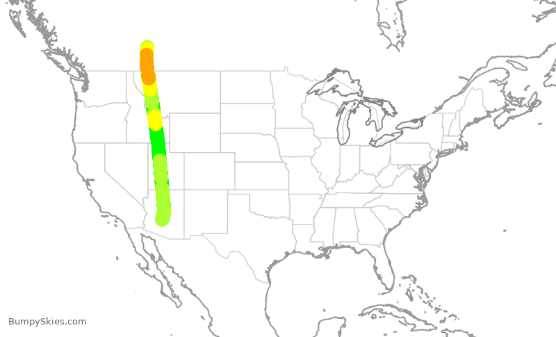 Turbulence forecast map for ASP686, YYC to SCF