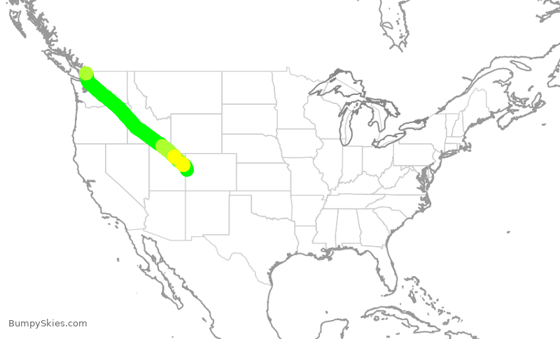 Turbulence forecast map for ASP686, GJT to BLI