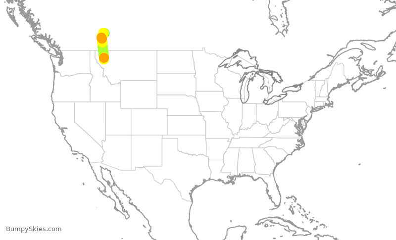 Turbulence forecast map for ASP686, FCA to YYC