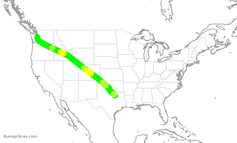 Turbulence forecast map for ASP716, BFI to DFW