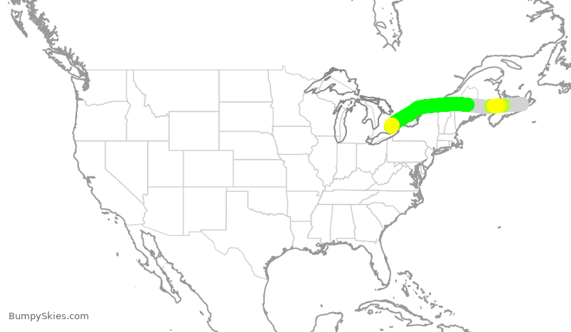 Turbulence forecast map for ASP812, YPS to YYZ