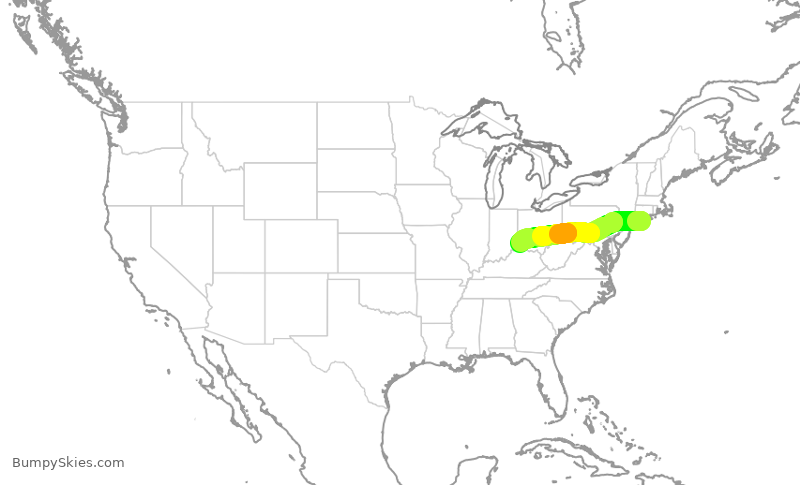 Turbulence forecast map for ASP812, FOK to CVG