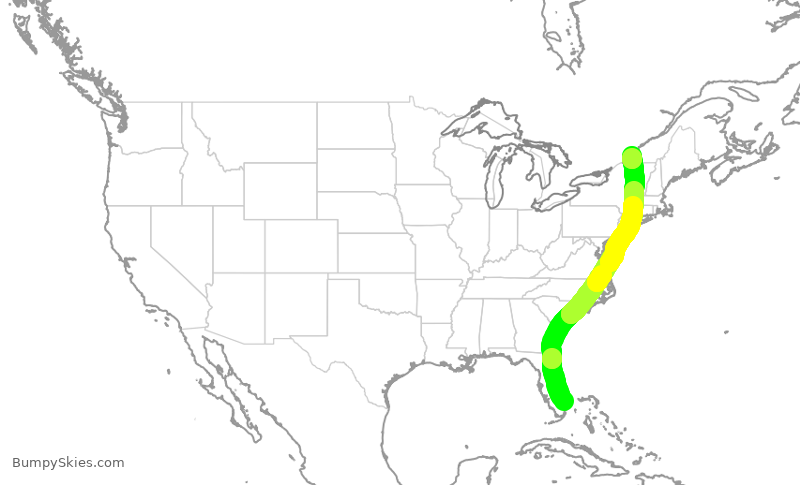 Turbulence forecast map for ASP814, BCT to YUL