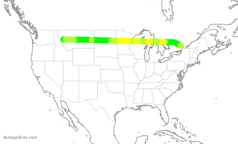 Turbulence forecast map for ASP814, MSO to YOW