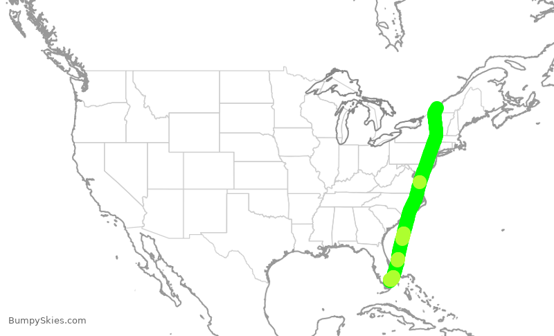 Turbulence forecast map for ASP816, YUL to OPF