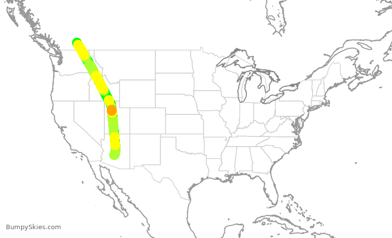 Turbulence forecast map for ASP820, YLW to SCF