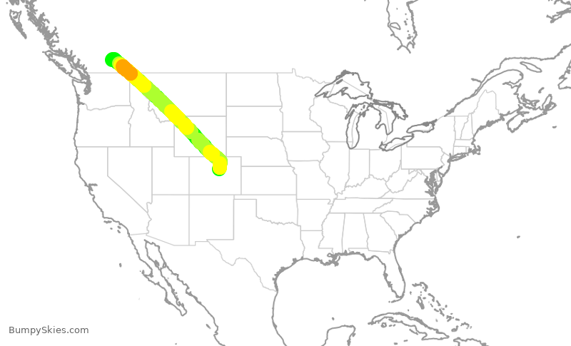 Turbulence forecast map for ASP820, APA to YLW