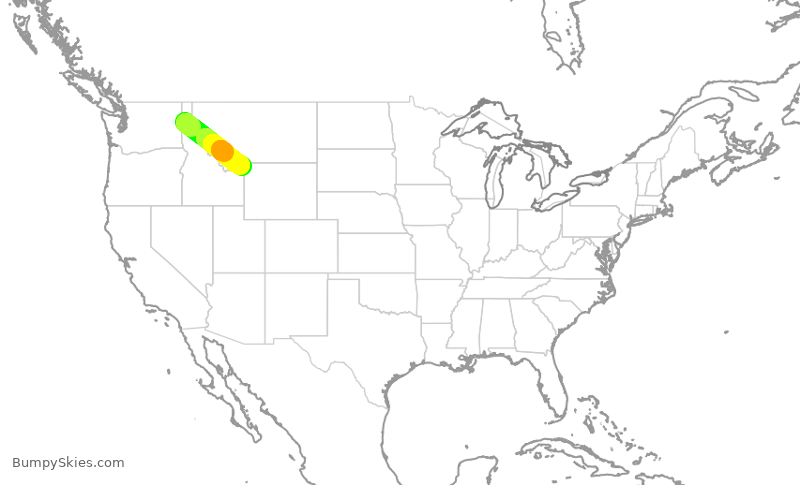 Turbulence forecast map for ASP822, COE to WYS