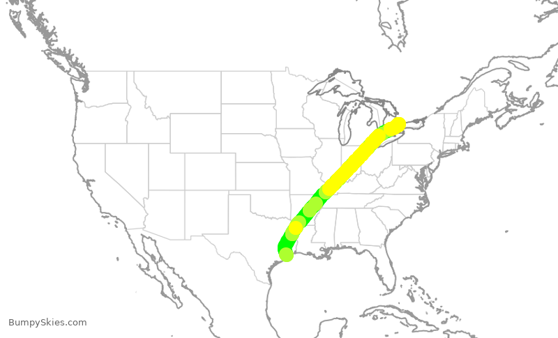 Turbulence forecast map for ASP822, GLS to YYZ