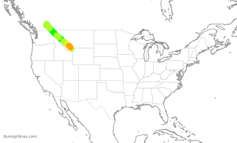 Turbulence forecast map for ASP822, WYS to YLW
