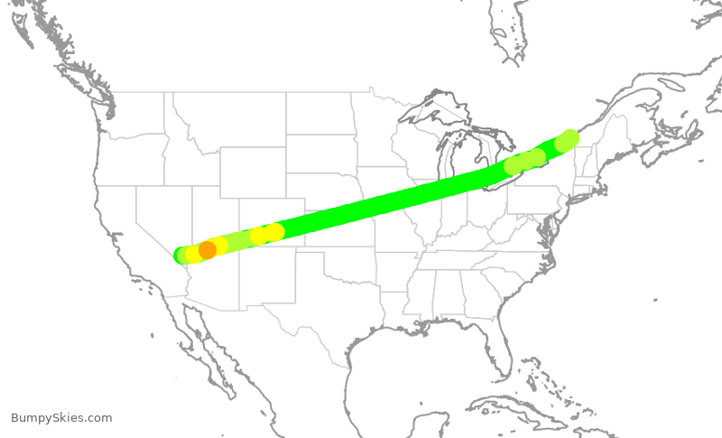 Turbulence forecast map for ASP827, LAS to YUL