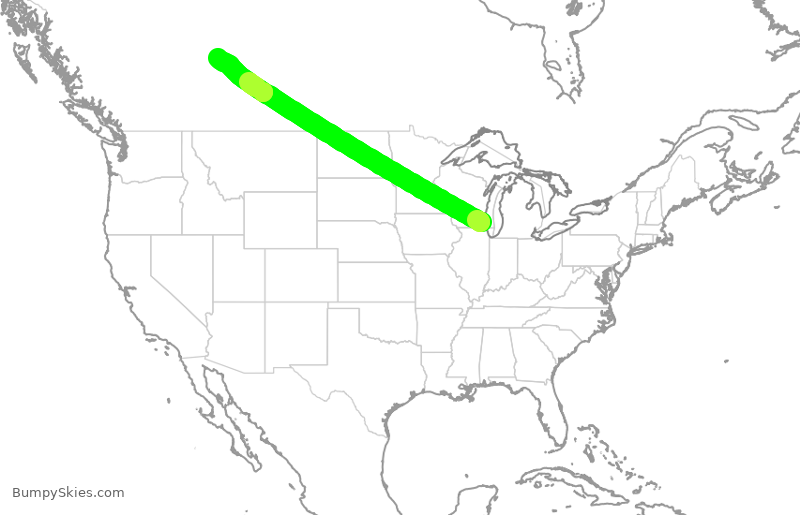 Turbulence forecast map for ASP827, UGN to YEG