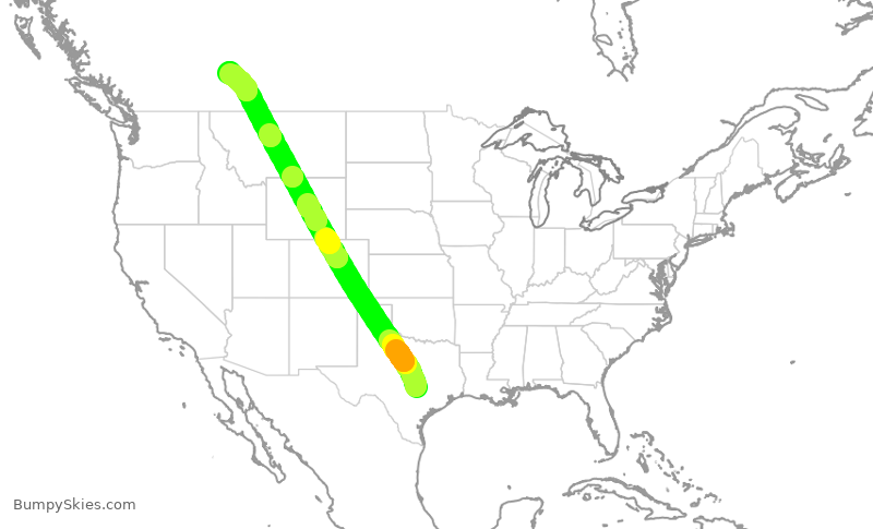 Turbulence forecast map for ASP836, AUS to YYC