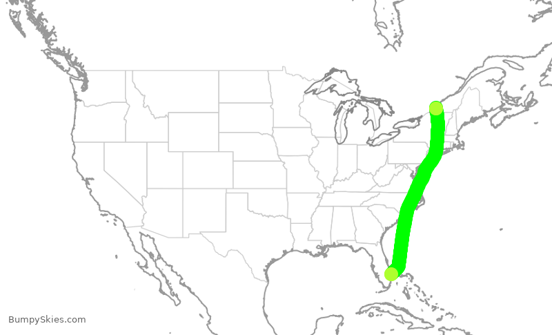 Turbulence forecast map for ASP836, KDJT to YUL
