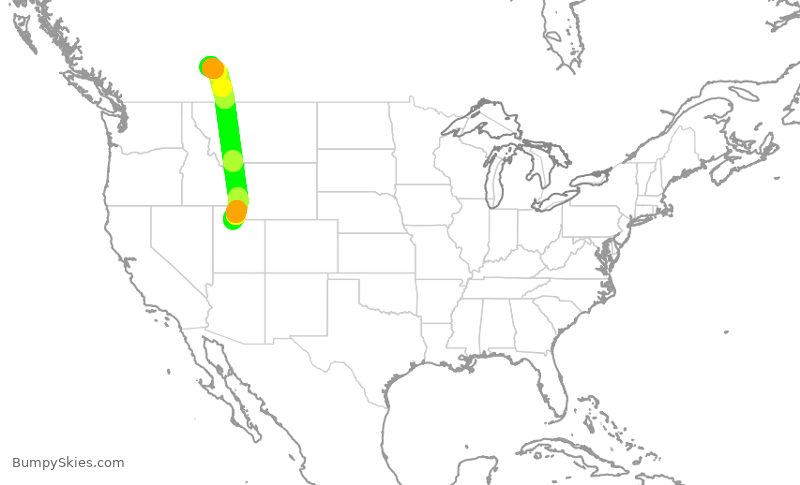 Turbulence forecast map for ASP836, SLC to YYC