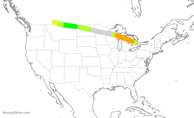 Turbulence forecast map for ASP839, YYZ to YQL