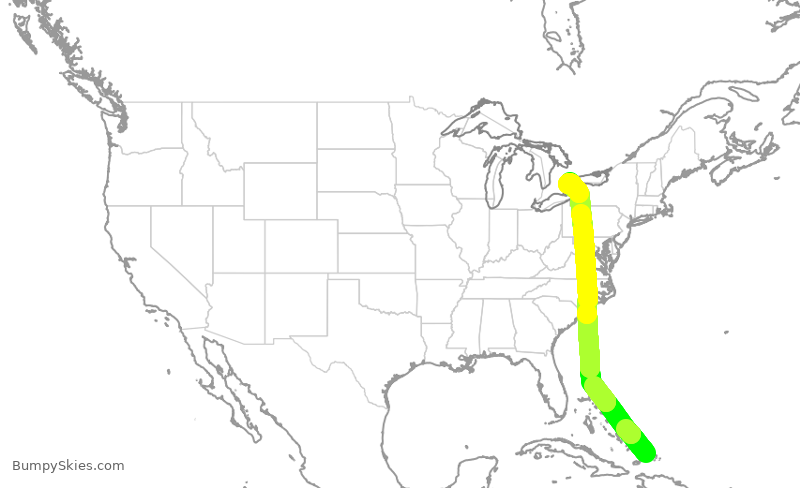 Turbulence forecast map for ASP839, BPV to YYZ