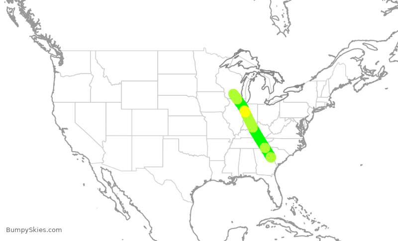 Turbulence forecast map for ASP858, AGS to MSN