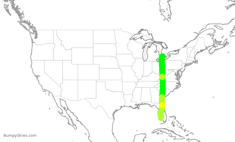 Turbulence forecast map for ASP869, APF to YXU