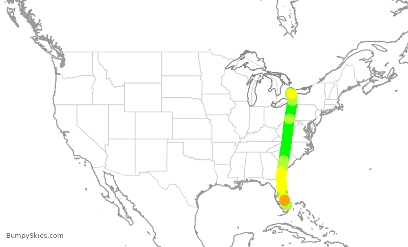 Turbulence forecast map for ASP869, FXE to YYZ