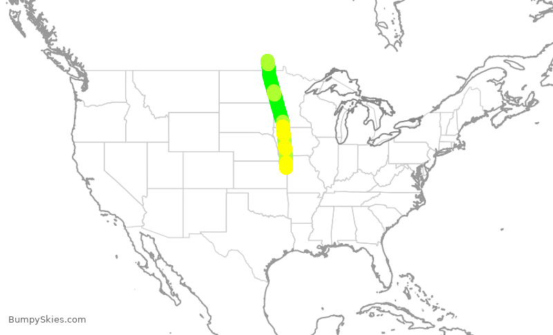 Turbulence forecast map for ASP877, MKC to YWG