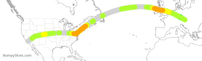 Turbulence forecast map for AUA52, LAX to VIE