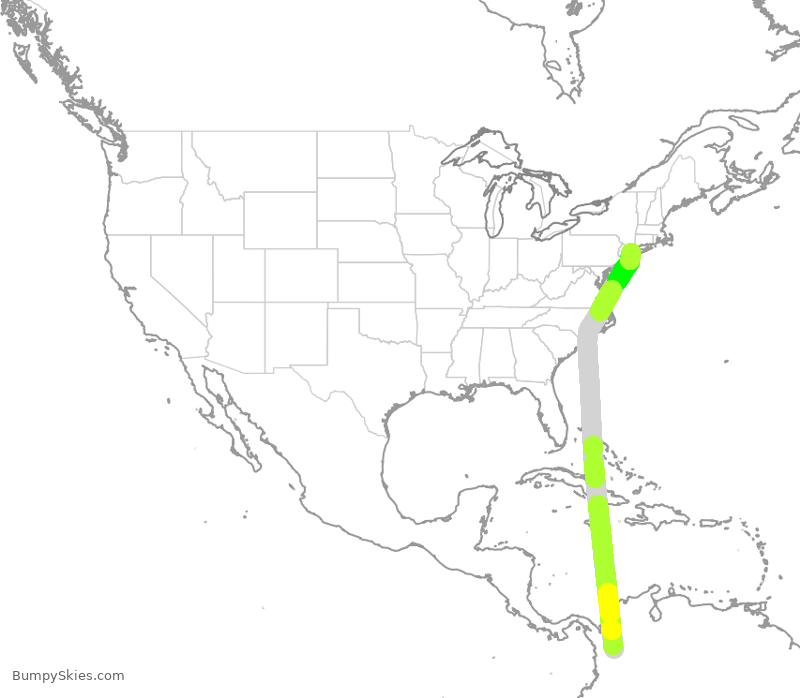 Turbulence forecast map for AVA042, KRG to JFK