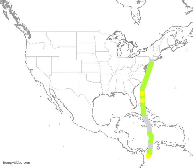 Turbulence forecast map for AVA145, JFK to MDE
