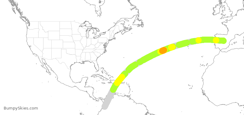 Turbulence forecast map for AVA14, CLO to MAD