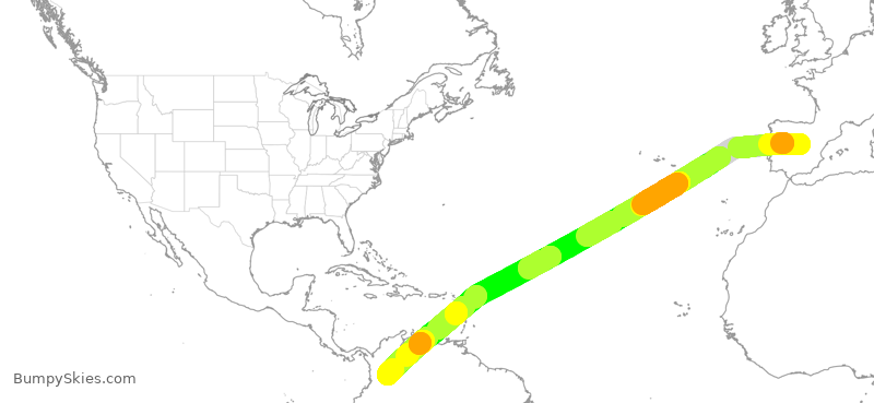 Turbulence forecast map for AVA183, EMD to KBO