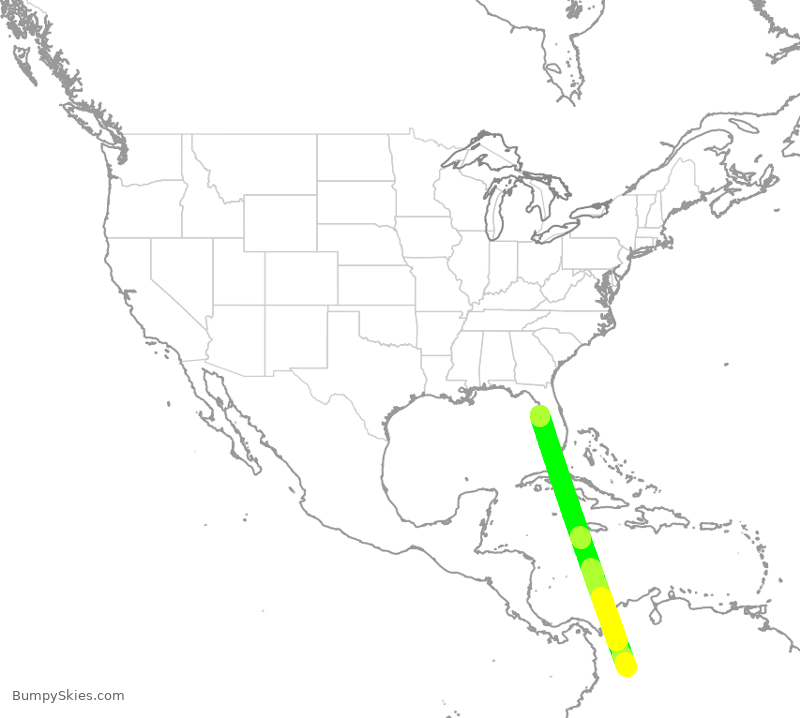 Turbulence forecast map for AVA194, BOG to TPA