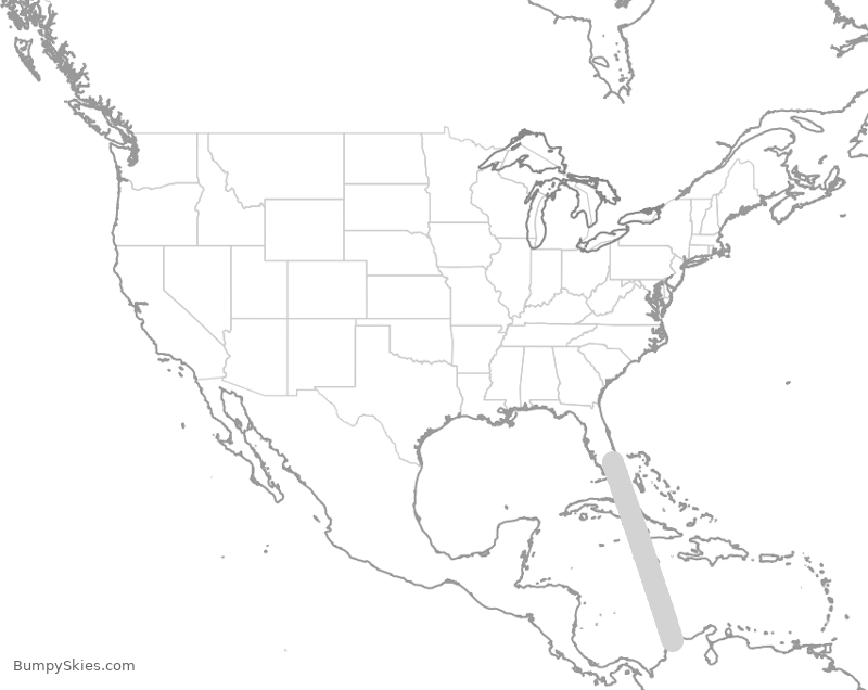 Turbulence forecast map for AVA228, BAQ to FLL