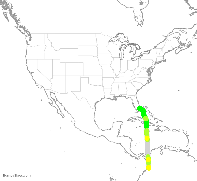 Turbulence forecast map for AVA236, CLO to FLL