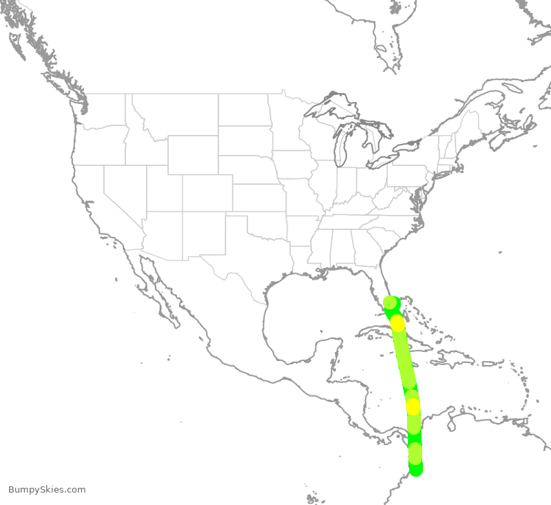 Turbulence forecast map for AVA237, FLL to CLO