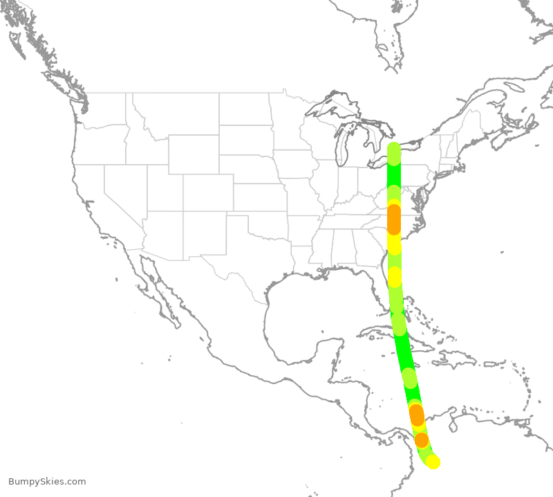Turbulence forecast map for AVA255, YYZ to KBO