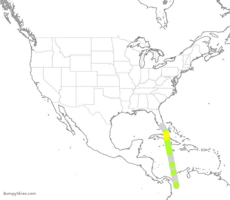 Turbulence forecast map for AVA31, MIA to MDE