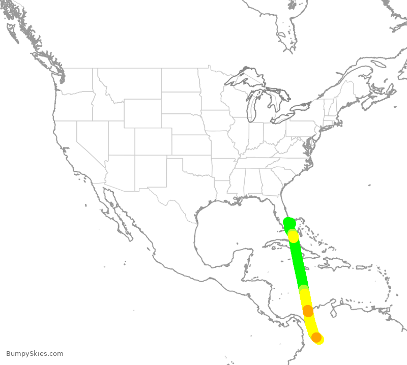 Turbulence forecast map for AVA37, FLL to BOG