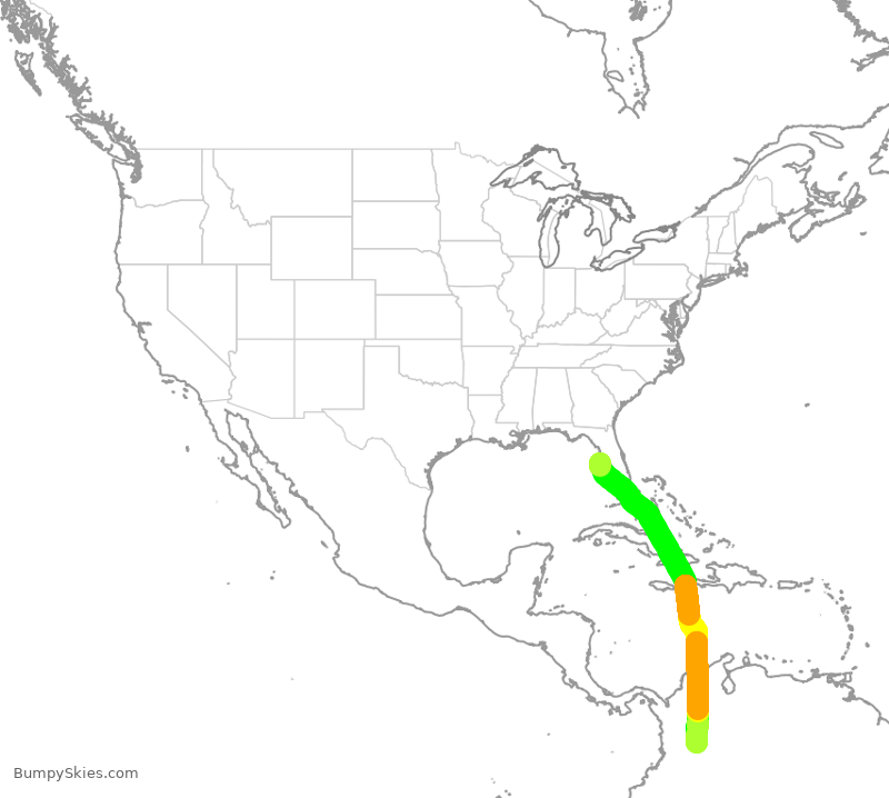 Turbulence forecast map for AVA4905, TPA to KBO