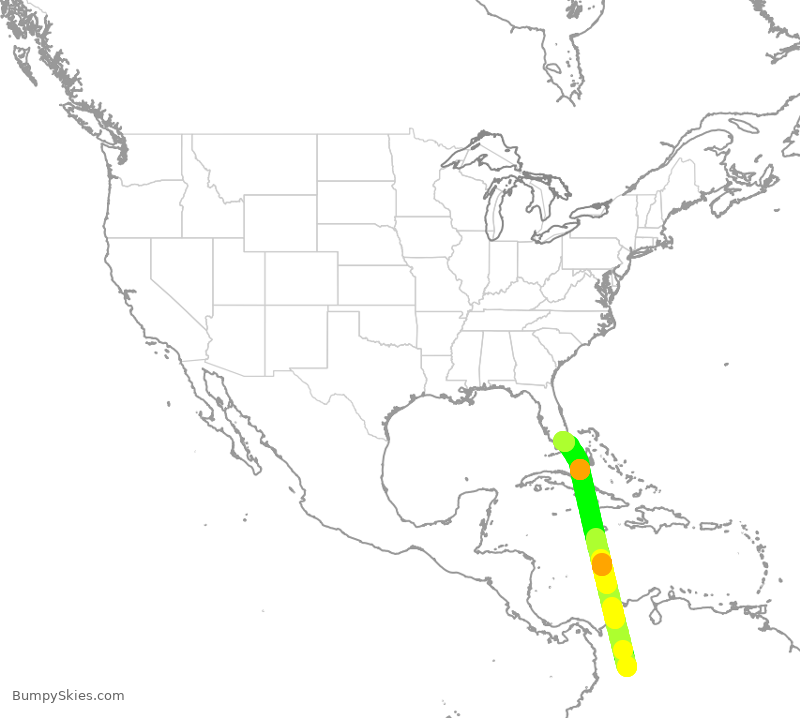 Turbulence forecast map for AVA4906, BOG to MIA