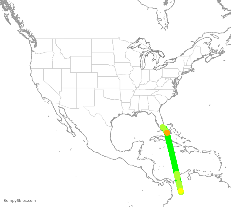 Turbulence forecast map for AVA4908, BOG to MIA