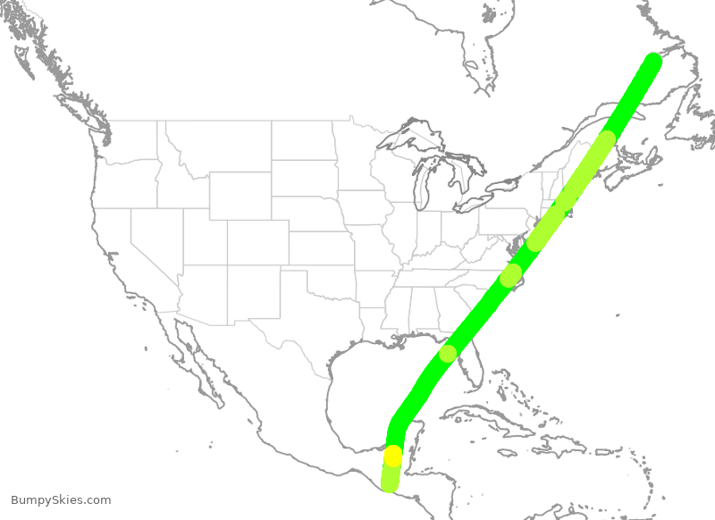Turbulence forecast map for AVA4923, YYR to GUA