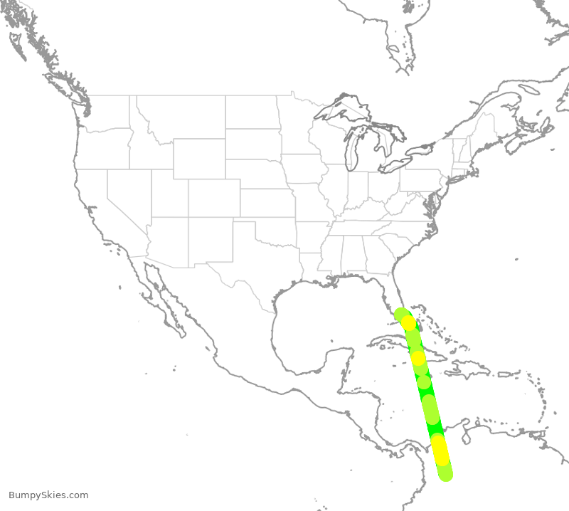 Turbulence forecast map for AVA4942, BOG to MIA