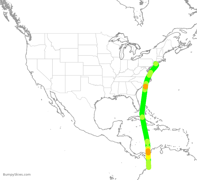 Turbulence forecast map for AVA63, JFK to CLO