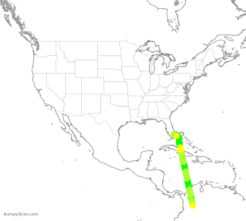 Turbulence forecast map for AVA66, BOG to FLL