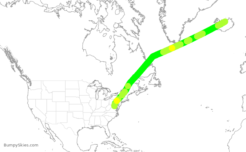Turbulence forecast map for AWC606, IAD to IAR
