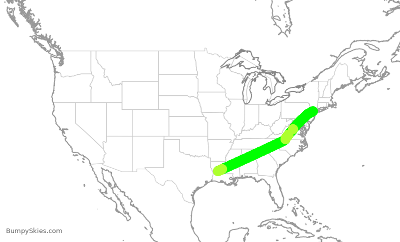 Turbulence forecast map for AWI7266, EWR to AEX